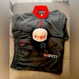 Autographed Dabo Swinney Clemson Tiger Hat & Nike Dri-Fit Sweatsuit size XL.